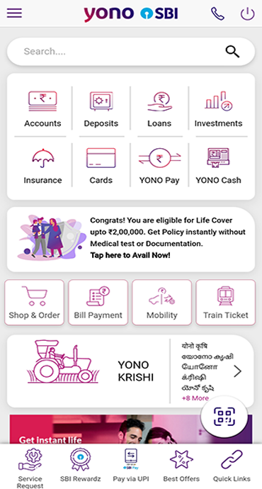 Credit Card facility on YONO SBI