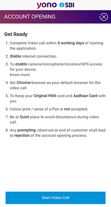 Digital Account Opening on YONO SBI